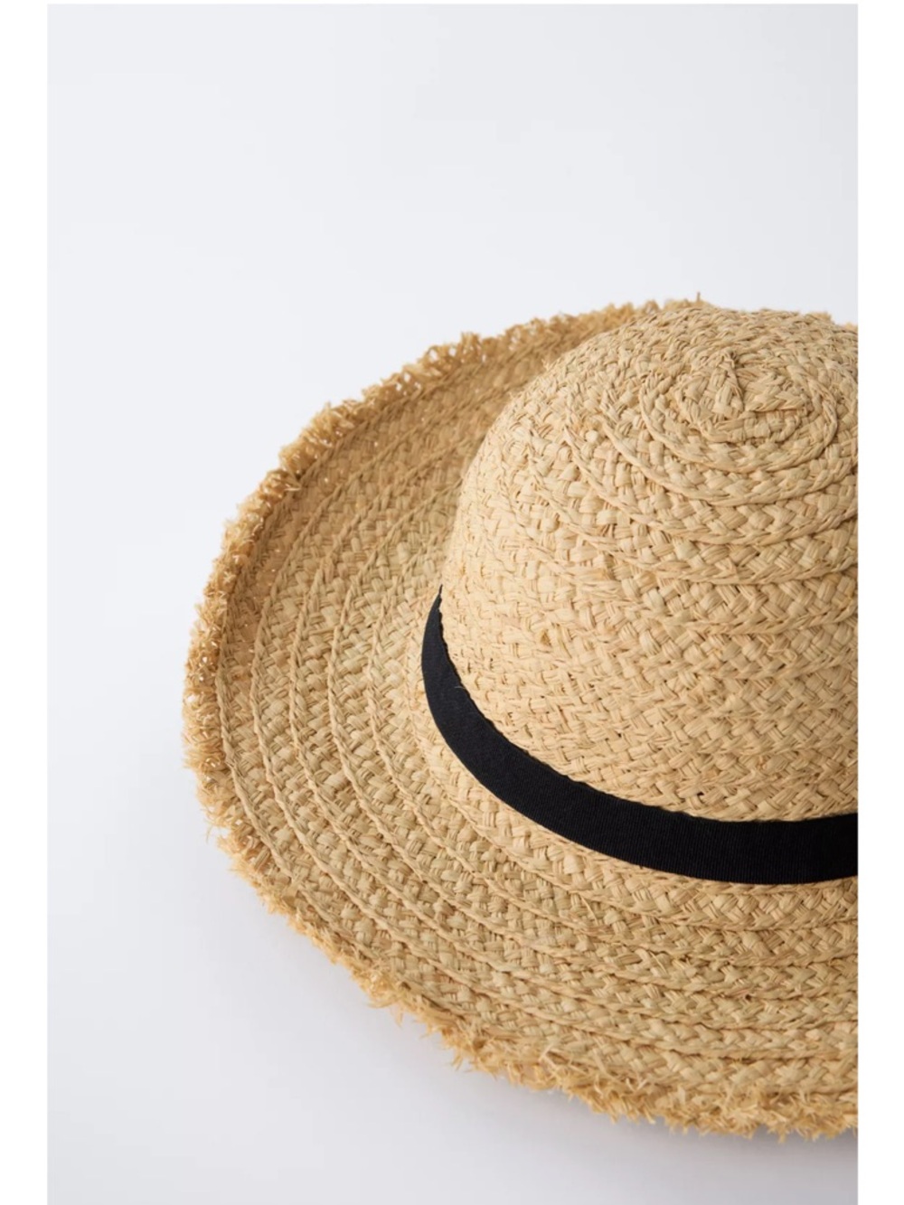 ZARA FRAYED RAFFIA BOATER HAT - Picture 3 of 7